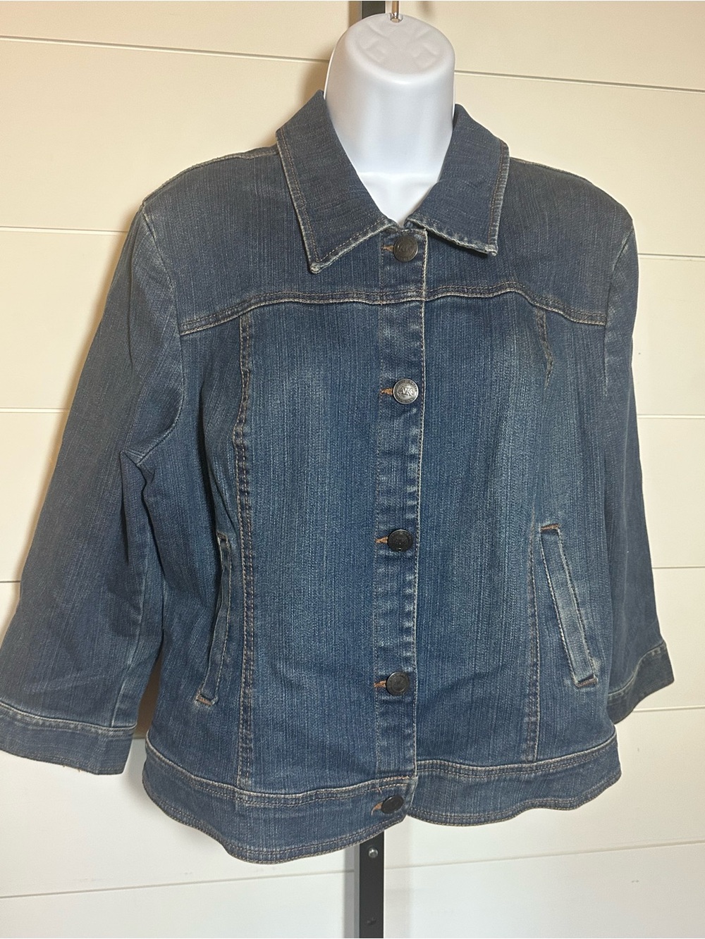 Classic Women's Denim Jacket in Dark Blue